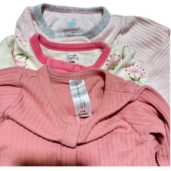 Baby Girl Bundle 0-3 months Jumpsuits Onesies baby sack sleeper and bows pink - Picture 5 of 9